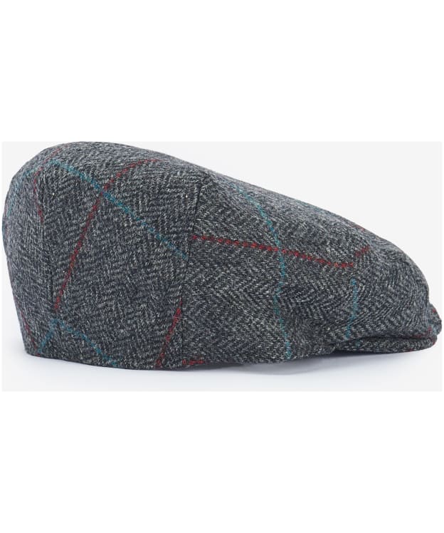 Men's Barbour Wool Crieff Flat Cap - Charcoal/Red/Blue