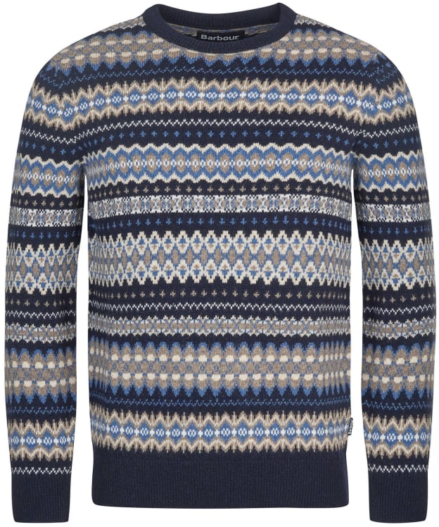 Men's Barbour Case Fair Isle Crew Neck Jumper - Midnight