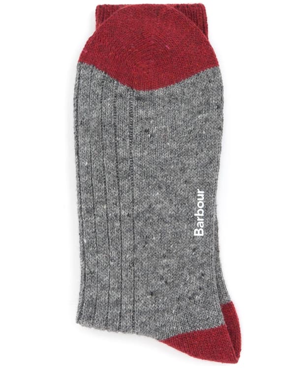 Men's Barbour Houghton Socks - Mid Grey / Red