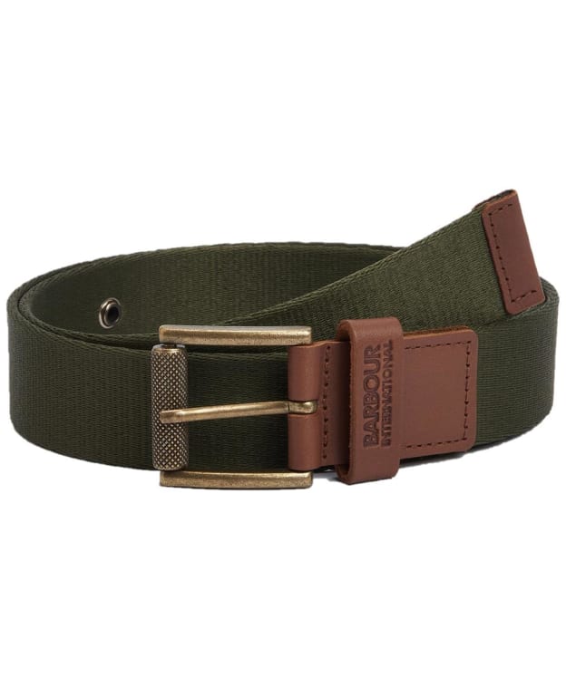 Men's Barbour International Chester Webbing Belt - Military Olive