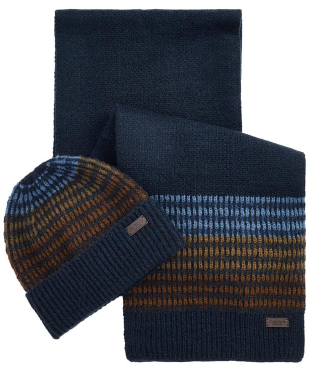 Men's Barbour Branton Beanie & Scarf Gift Set - Navy