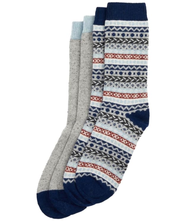 Men's Barbour Fair Isle Socks - 2 Pack - Blue Granite Mix