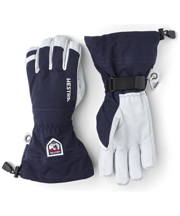 Men's Hestra Army Leather Heli 5 Finger Ski Gloves - Navy