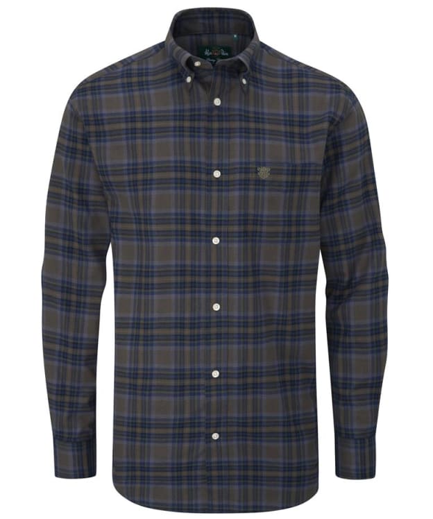 Men's Alan Paine Ilkley Flannel Button Down Collar Shirt - Green / Blue