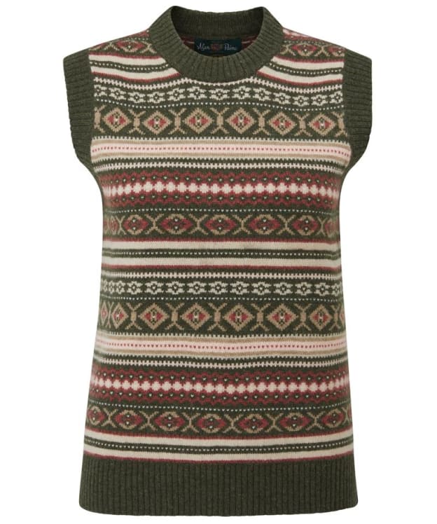 Women's Alan Paine Amelia Fair Isle Sleeveless Crew Vest - Thyme Base