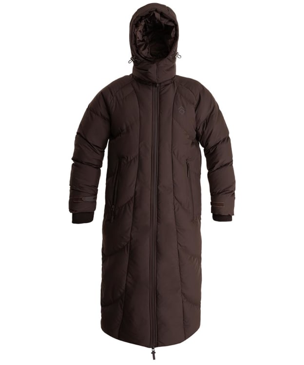 Women's Aztec Diamond Long Shower Proof Puffer Coat - Chocolate
