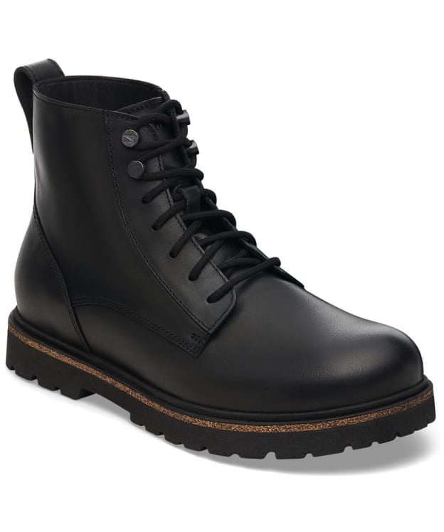 Women's Birkenstock Highwood Natural Leather Mid Lace Boots - Regular Footbed - Black