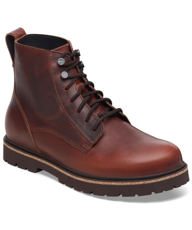 Women's Birkenstock Highwood Natural Leather Mid Lace Boots - Regular Footbed - Chocolate