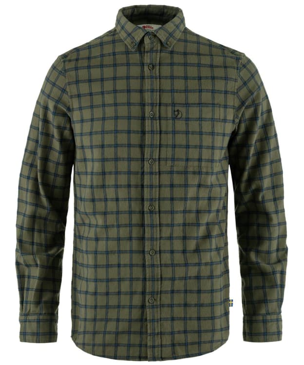 Men's Fjallraven Övik Flannel Shirt - Laurel Green / Indigo Blue