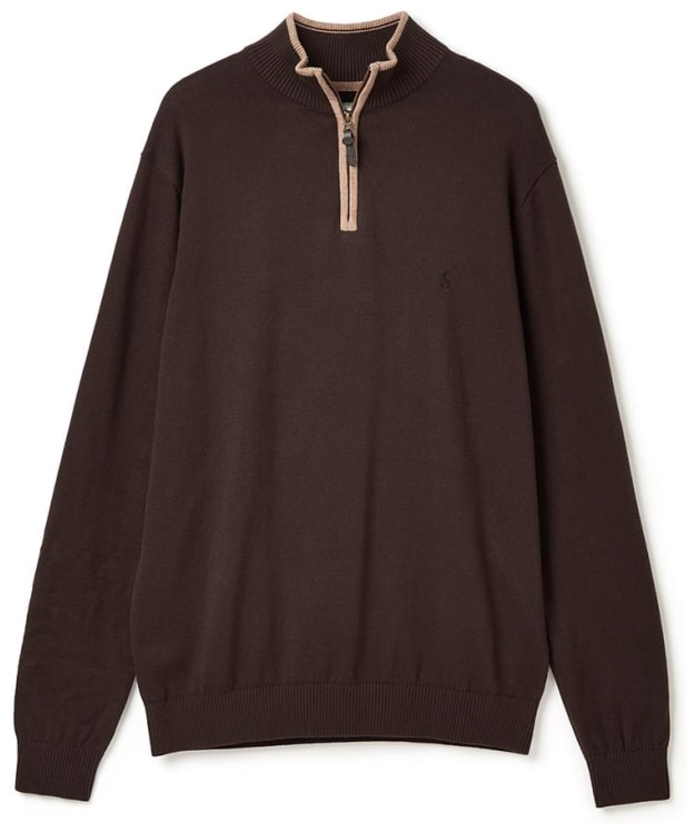 Men's Joules Hillside 1/4 Zip Funnel Neck Jumper - Brown