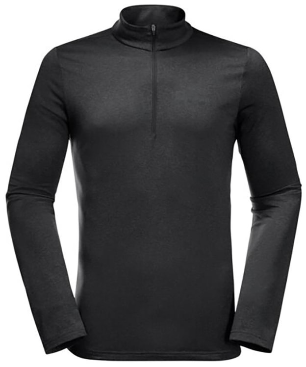 Men's Jack Wolfskin Sky Thermal Half Zip Long Sleeve Base Layer - Black