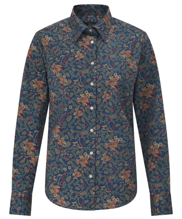 Women's Alan Paine Long Sleeve Lawen Print Cotton Shirt - Blue Floral
