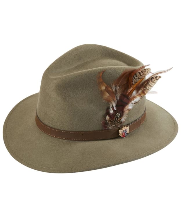 Alan Paine Richmond Wool Felt Feather Fedora Hat - Oatmeal