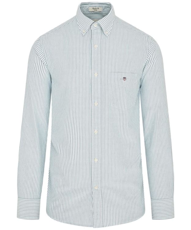 Men's GANT Regular Long Sleeve Oxford Banker Stripe Shirt - Deep Forest Green