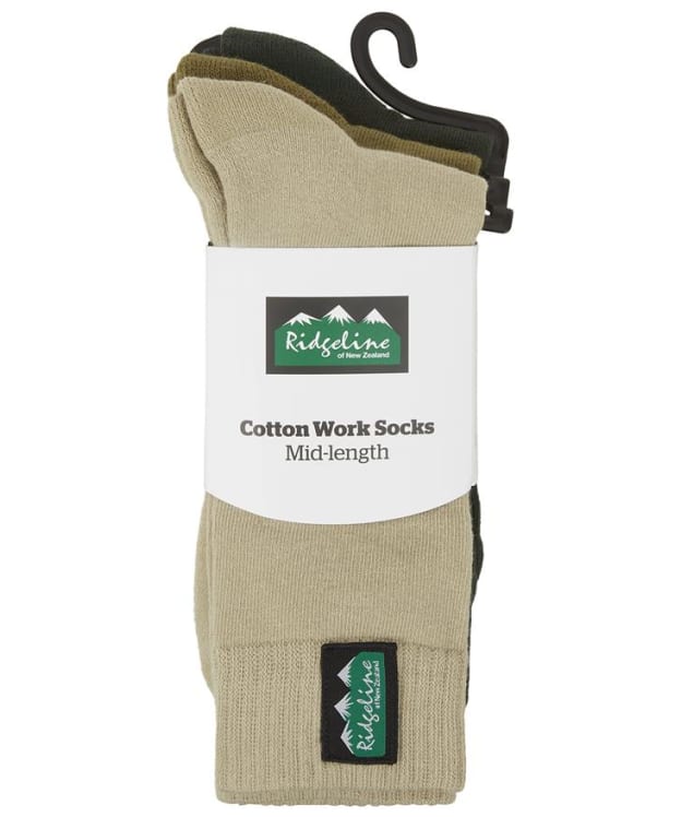 Ridgeline Cotton Work Socks – Mid Length - Olive Multi Patchwork