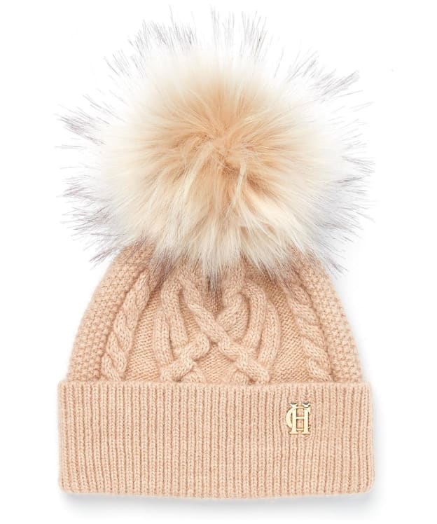 Women's Holland Cooper Cortina Cable Knit Bobble Hat - Camel Champagne