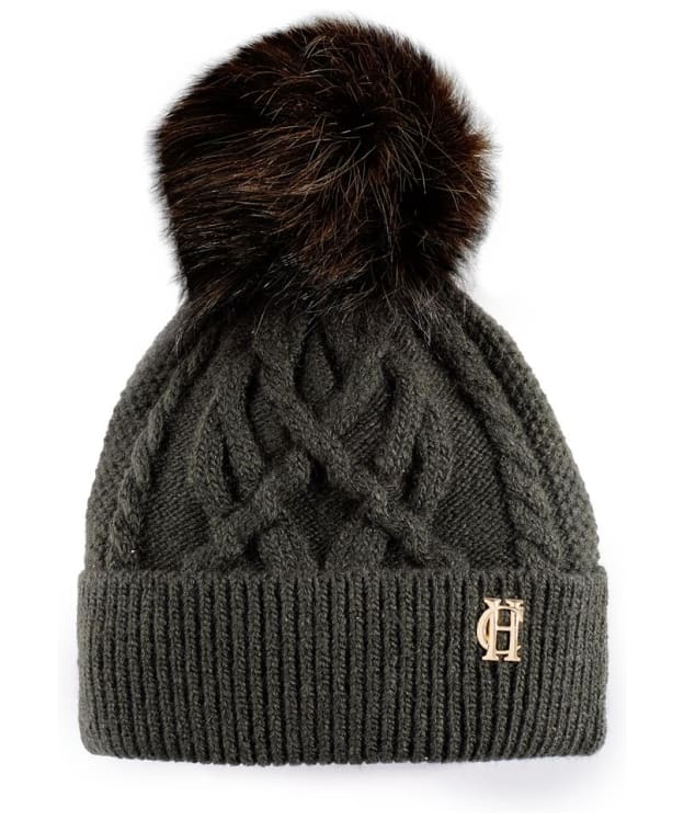 Women's Holland Cooper Cortina Cable Knit Bobble Hat - Fern Green / Mink