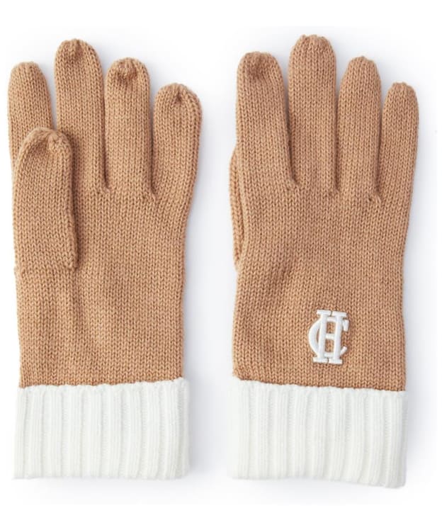 Women's Holland Cooper Chelsea Logo Knitted Gloves - Camel / Cream