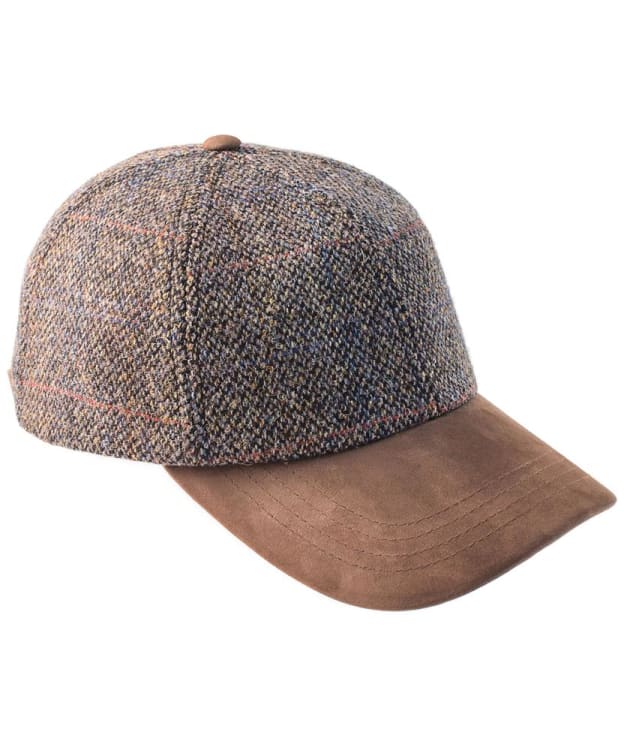 Heather Glencairn Harris Tweed Leather Peak Baseball Cap - Grey