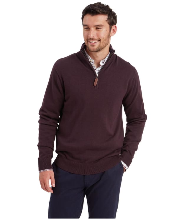 Men's Schöffel Calton Cotton Cashmere 1/4 Zip Jumper - Wine