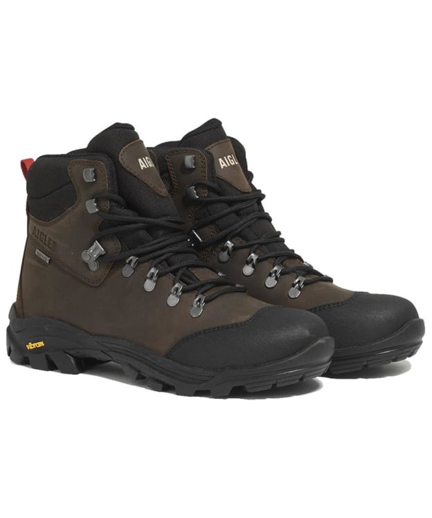 Men's Aigle Laforse Vibram Waterproof Boots - Dark Brown