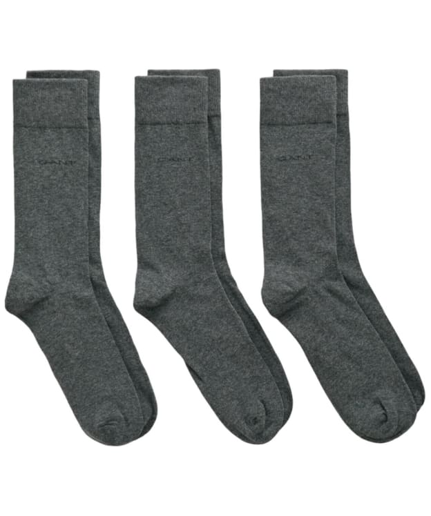 Men's Gant Soft Cotton Socks - 3 Pack - Charcoal Melange