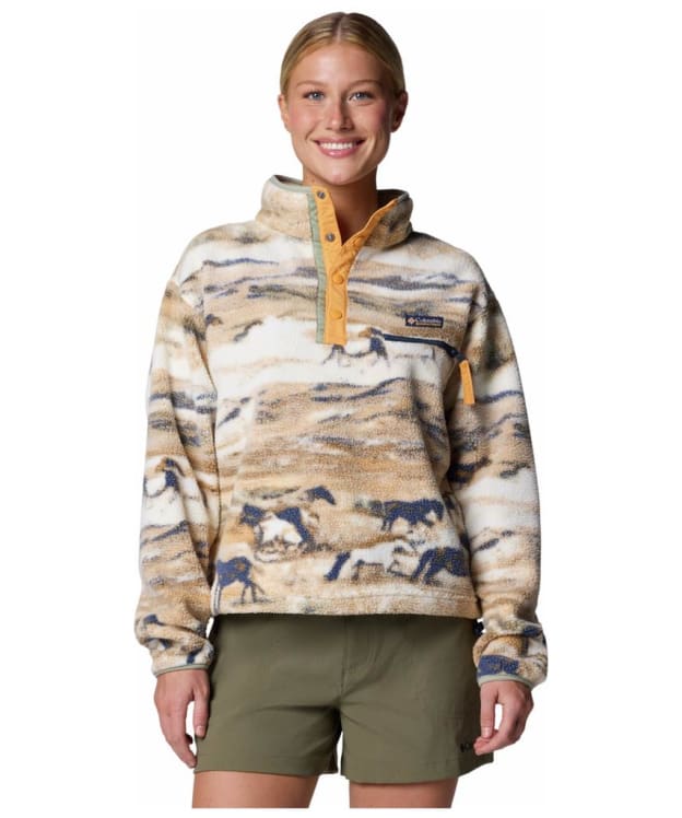 Women's Columbia Helvetia™ II Printed Cropped Half Snap Fleece - Lemon Wash Roaming