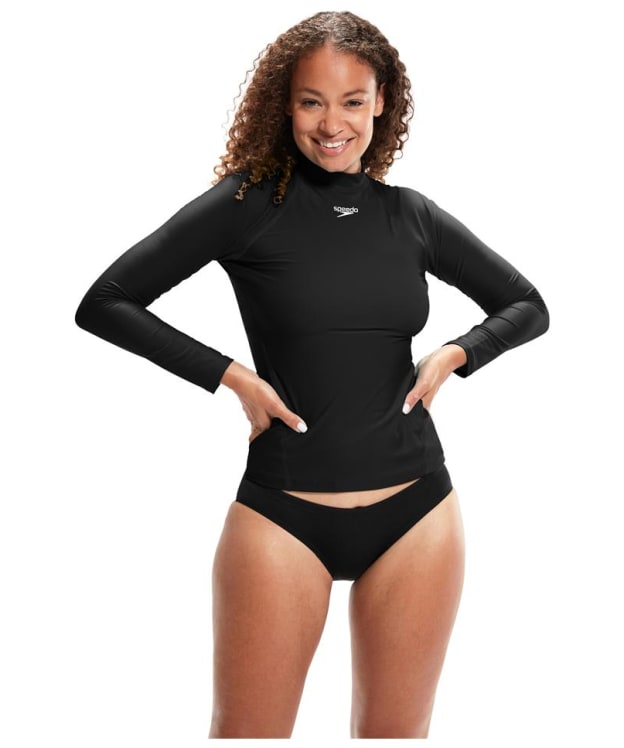 Women's Speedo Long Sleeve Rash Top - Black