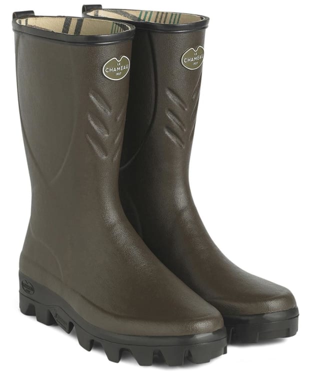 Men's Le Chameau Ceres Jersey Lined Mid Height Wellington Boots - Marron Fonce