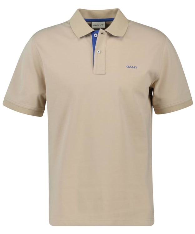 Men's GANT Regular Contrast Pique Short Sleeve Rugger Polo Shirt - Dry Sand