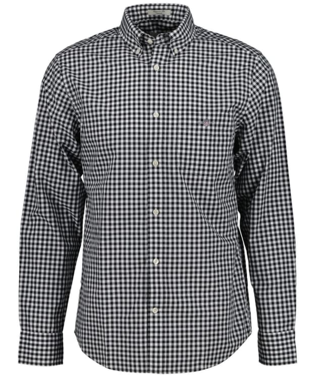 Men's GANT Regular Fit Long Sleeve Poplin Gingham Shirt - Black