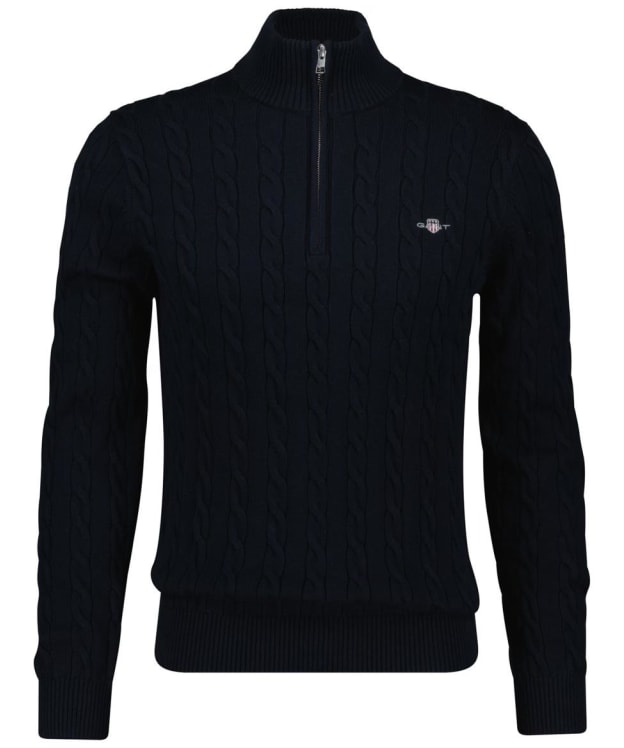 Men's GANT Cotton Cable Half Zip Knit - Evening Blue