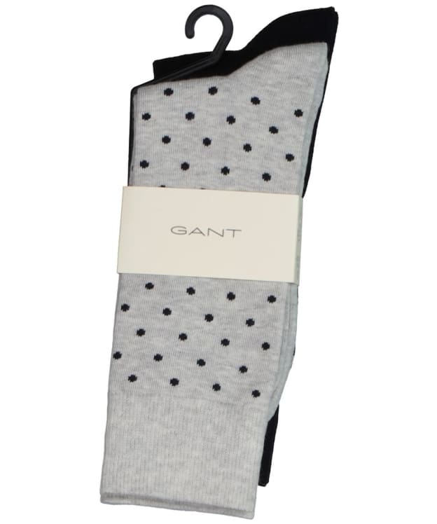 Men's Gant Dot and Solid Combed Cotton Socks - 2 Pack - Light Grey Melange