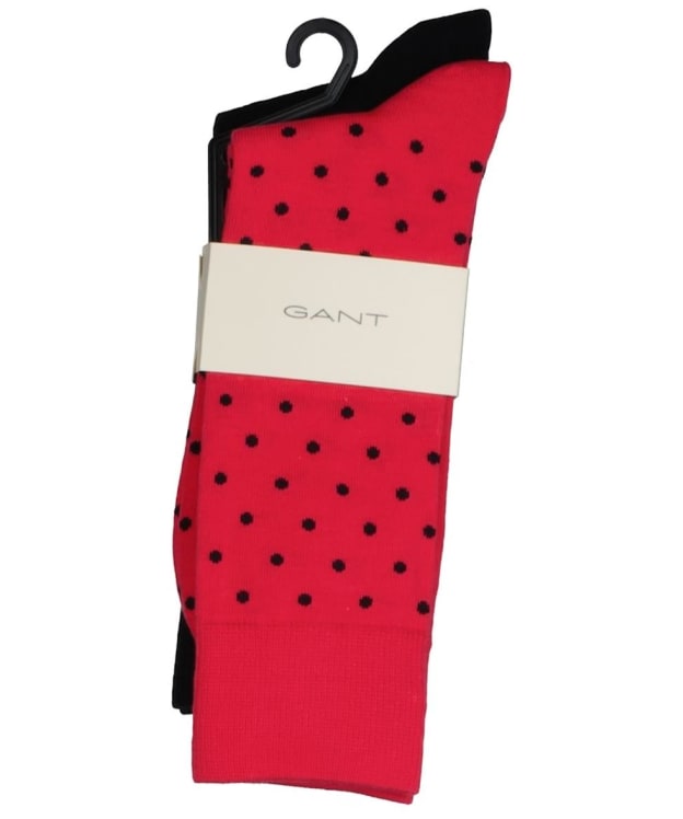 Men's Gant Dot and Solid Combed Cotton Socks - 2 Pack - Watermelon Red