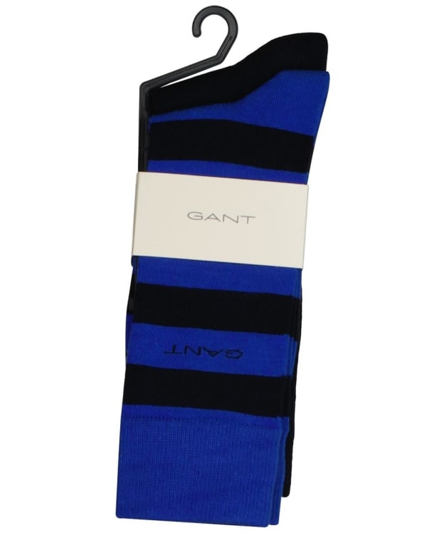 Gant Barstripe and Solid Combed Cotton Socks - 2 Pack - Lapis Blue