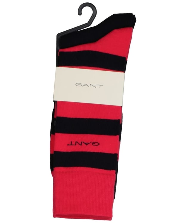 Gant Barstripe and Solid Combed Cotton Socks - 2 Pack - Watermelon Red