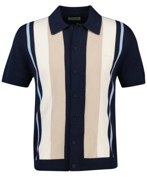 Men's GANT Colour Blocked Cotton Short Sleeve Polo Shirt - Evening Blue