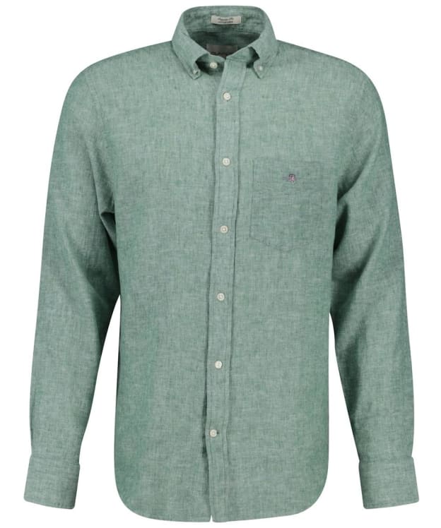 Men's GANT Regular Long Sleeve Cotton Linen Shirt - Woody Green