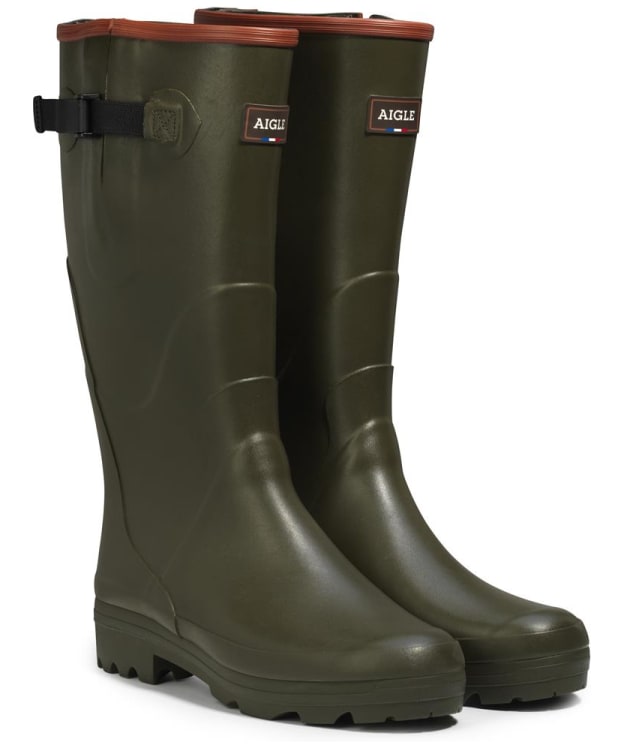 Men's Aigle Chambord Vario Adjustable Fit Tall Wellington Boots - Khaki