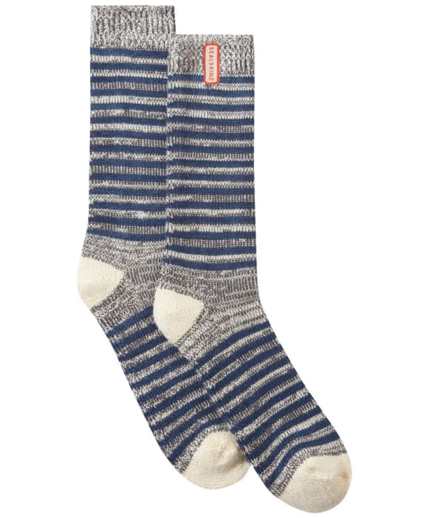 SealSkinz Attleborough Bamboo Mid Length Lightweight Stripe Sock - Navy