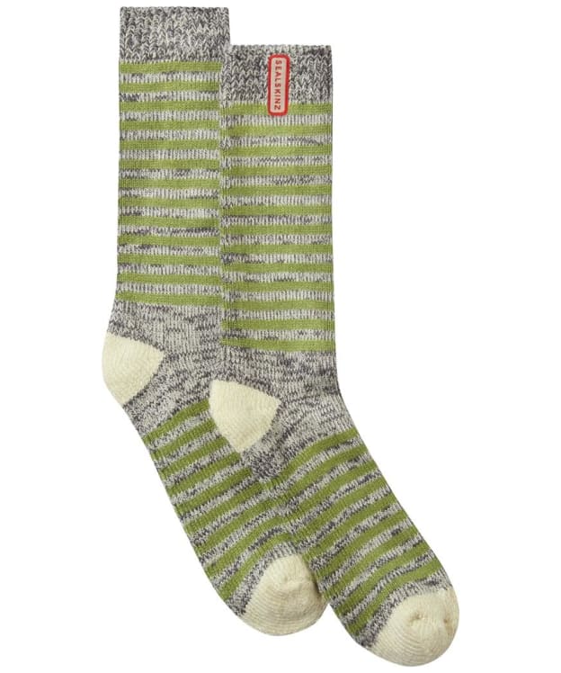 SealSkinz Attleborough Bamboo Mid Length Lightweight Stripe Sock - Green