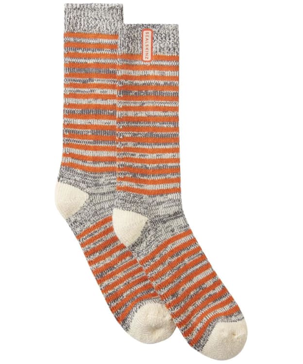 SealSkinz Attleborough Bamboo Mid Length Lightweight Stripe Sock - Orange