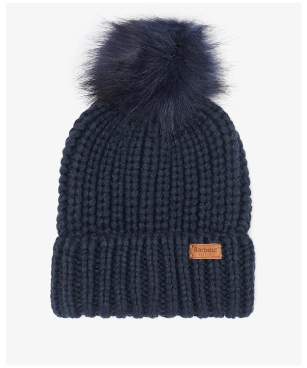 Women's Barbour Saltburn Bobble Hat - Navy