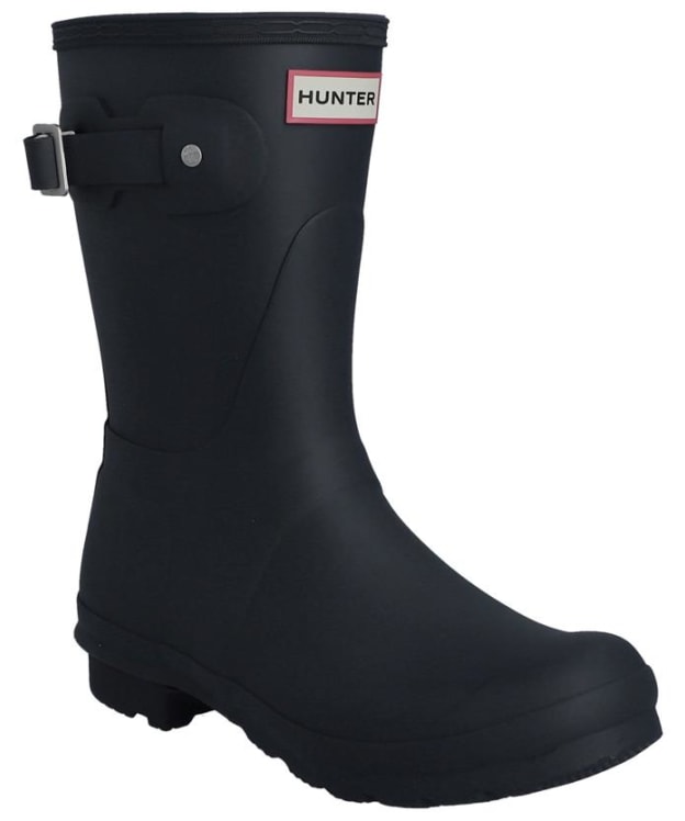 Women's Original Gingham Print Short Wellington Boots - Hunter Navy
