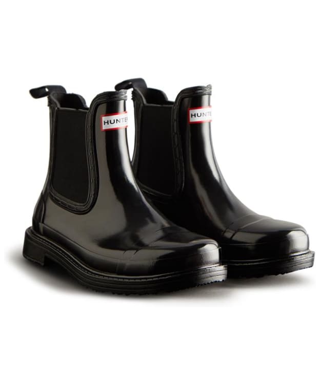 Women's Hunter Original Commando Gloss Chelsea Wellington Boots - Black