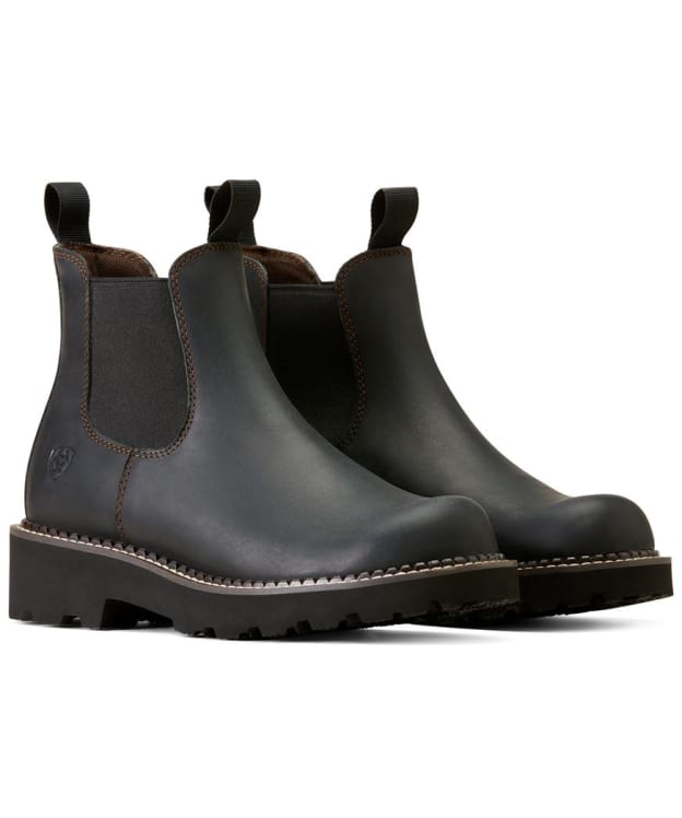 Women's Ariat Fatbaby Twin Gore Western Boots - Black Deertan