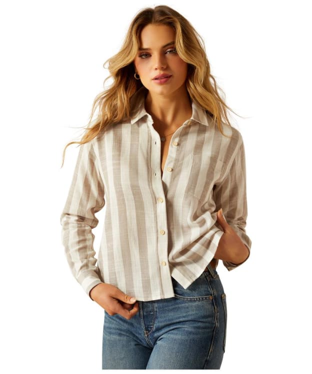 Women's Ariat Rudford Stripe Shirt - Khaki Stripe