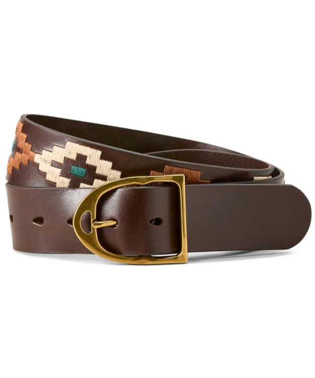 Women's Ariat Rio Embroidered Leather Belt - Dark Brown