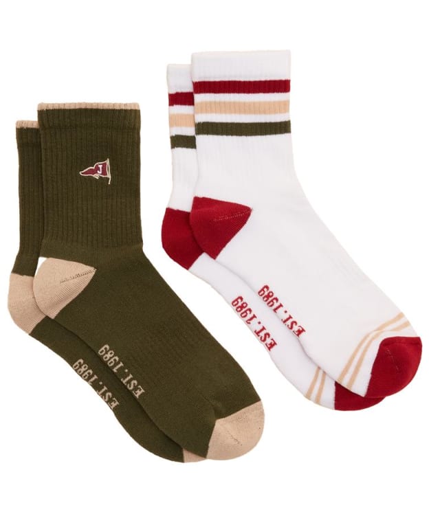 Men's Joules Volley Socks - 2 Pack - Khaki Green