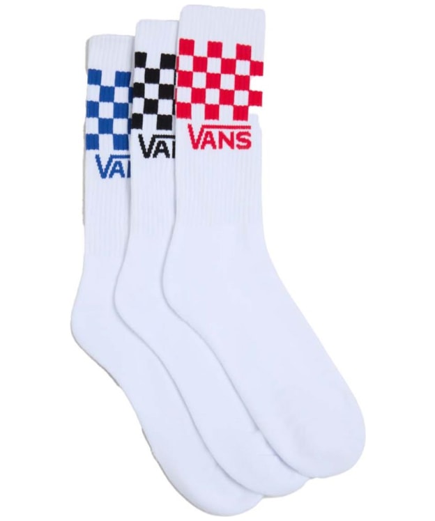 Men's Vans Classic Check Crew Socks - 3 Pack - White
